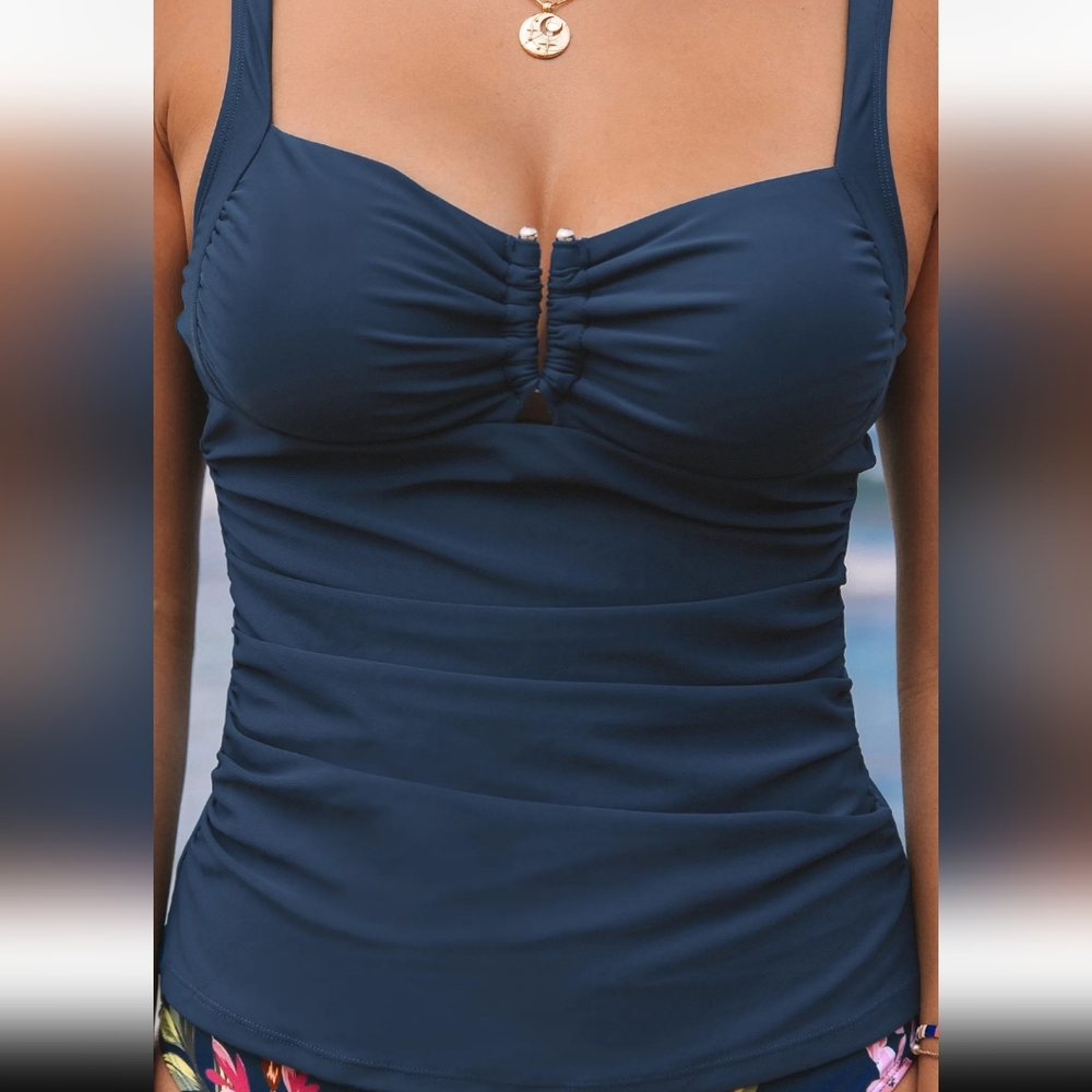 Elegant Navy Blue Women's Swimsuit Top Only